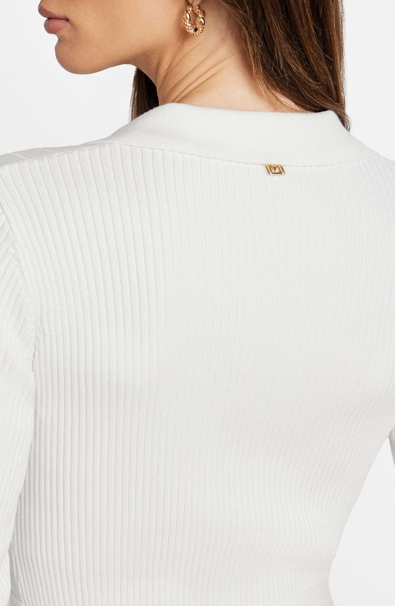 Marciano Agathe Rib Polo Midi Sweater Dress, Alternate, color, White