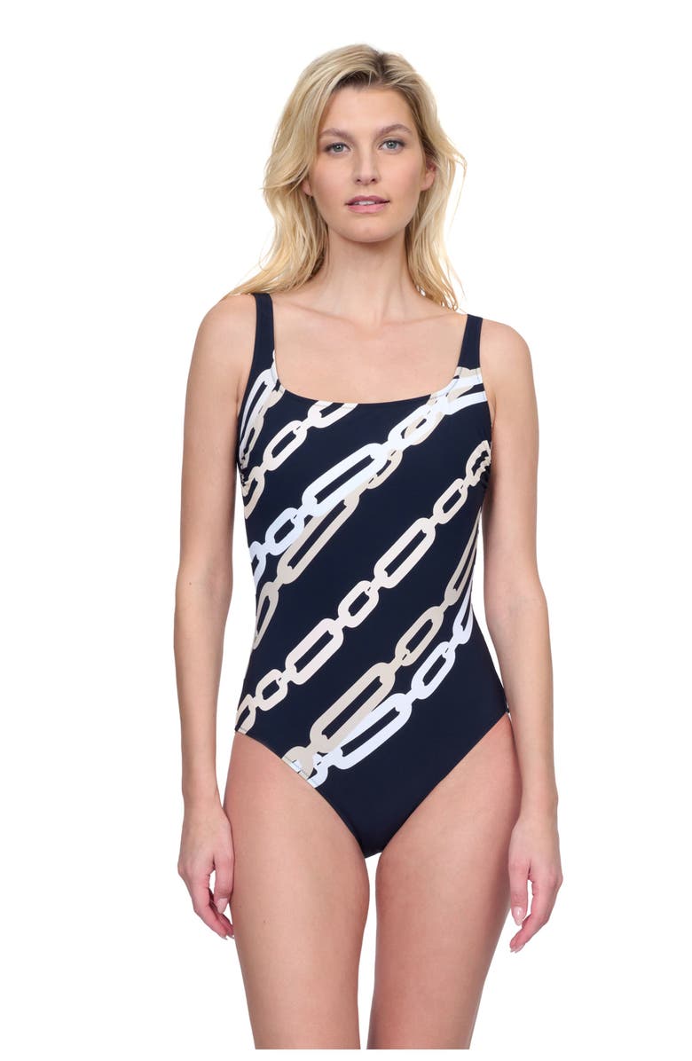 Gottex Bejeweled Square Neck One Piece, Main, color, 