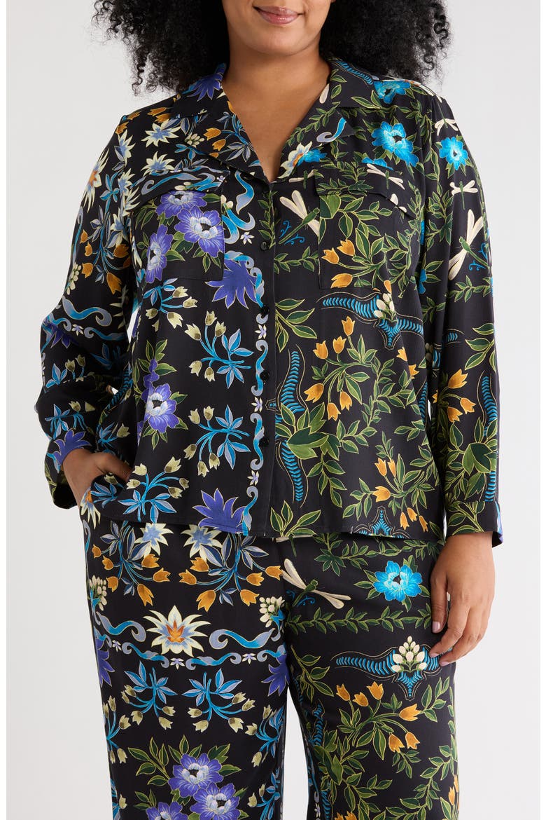 Cropped Utility Top, Main, color, BLACK MULTI FLORAL LEAF
