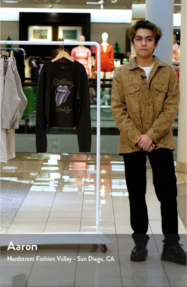 Kids' Rolling Stones Long Sleeve Cotton Graphic Crop T-Shirt, sales video thumbnail