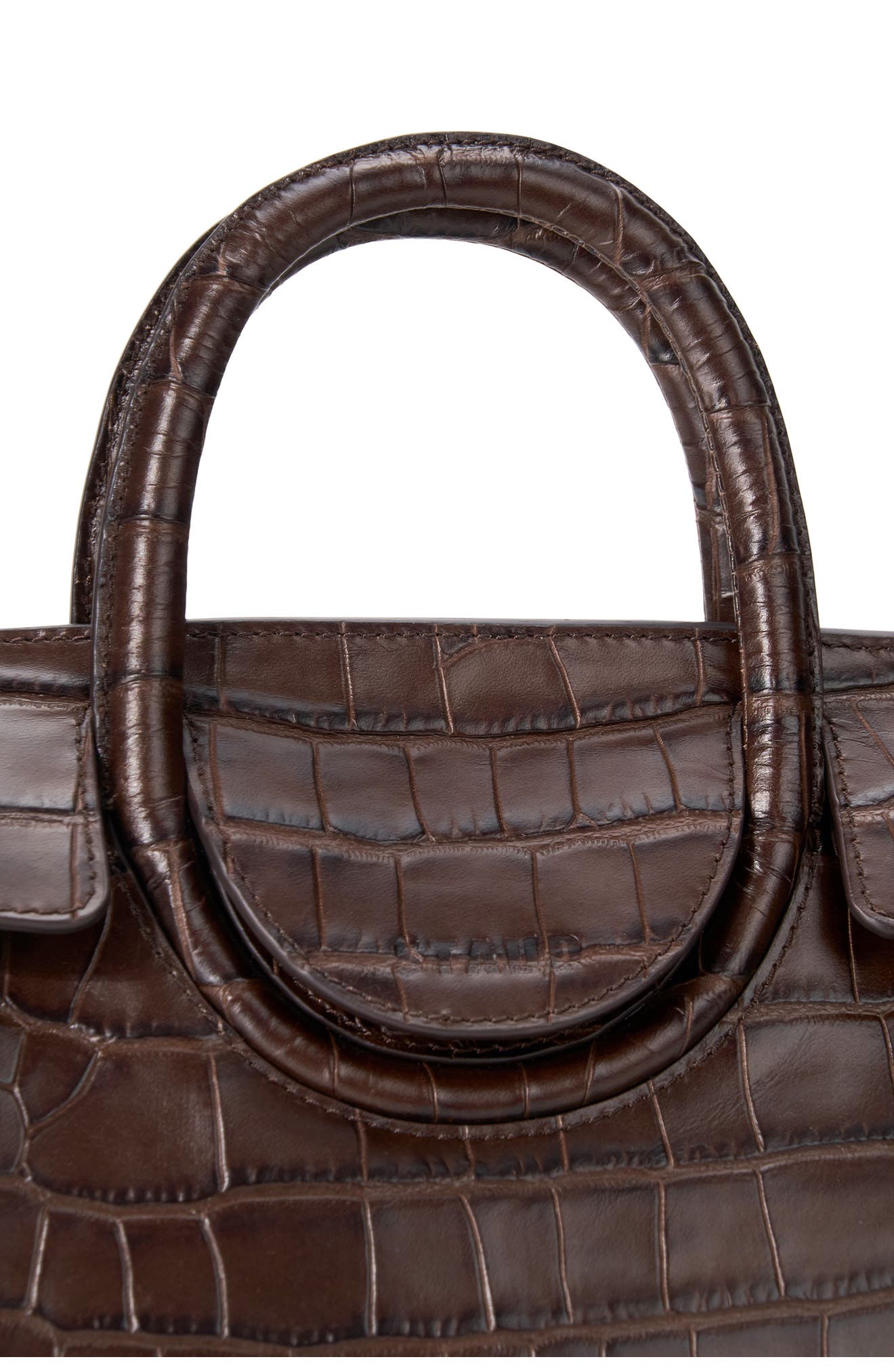 STAUD Mini Maude Croc Embossed Leather Carryall, Alternate, color, Espresso Croco
