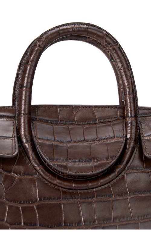 Staud Mini Maude Croc Embossed Leather Carryall In Brown