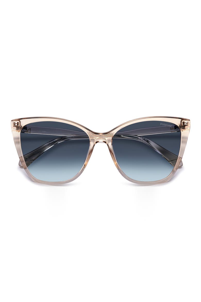 56mm Gradient Cat Eye Sunglasses, Alternate, color, BEIGE/ BLUE POLAR
