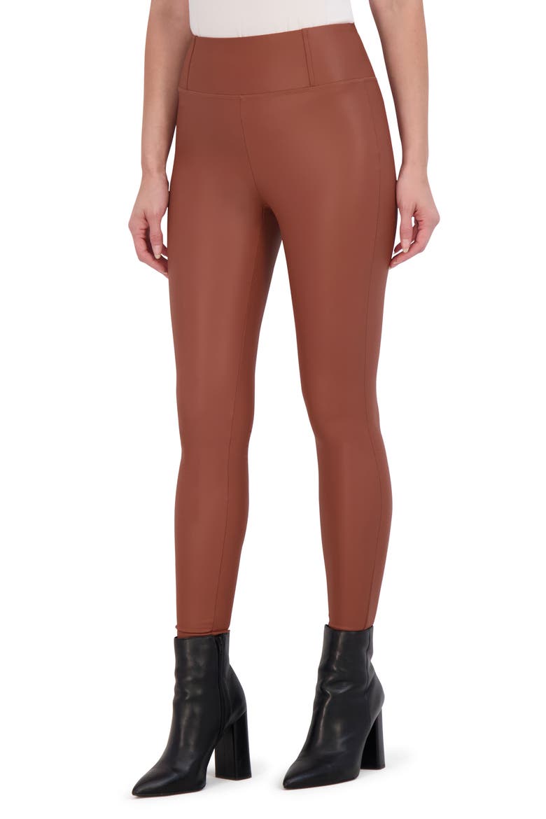 Faux Leather Leggings, Alternate, color, LUGGAGE