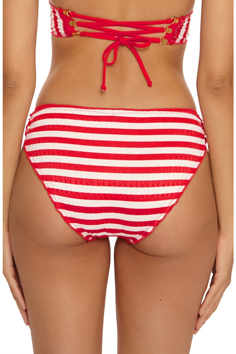 Sail Away Stripe Hipster Bikini Bottoms, Alternate, color, RUBY