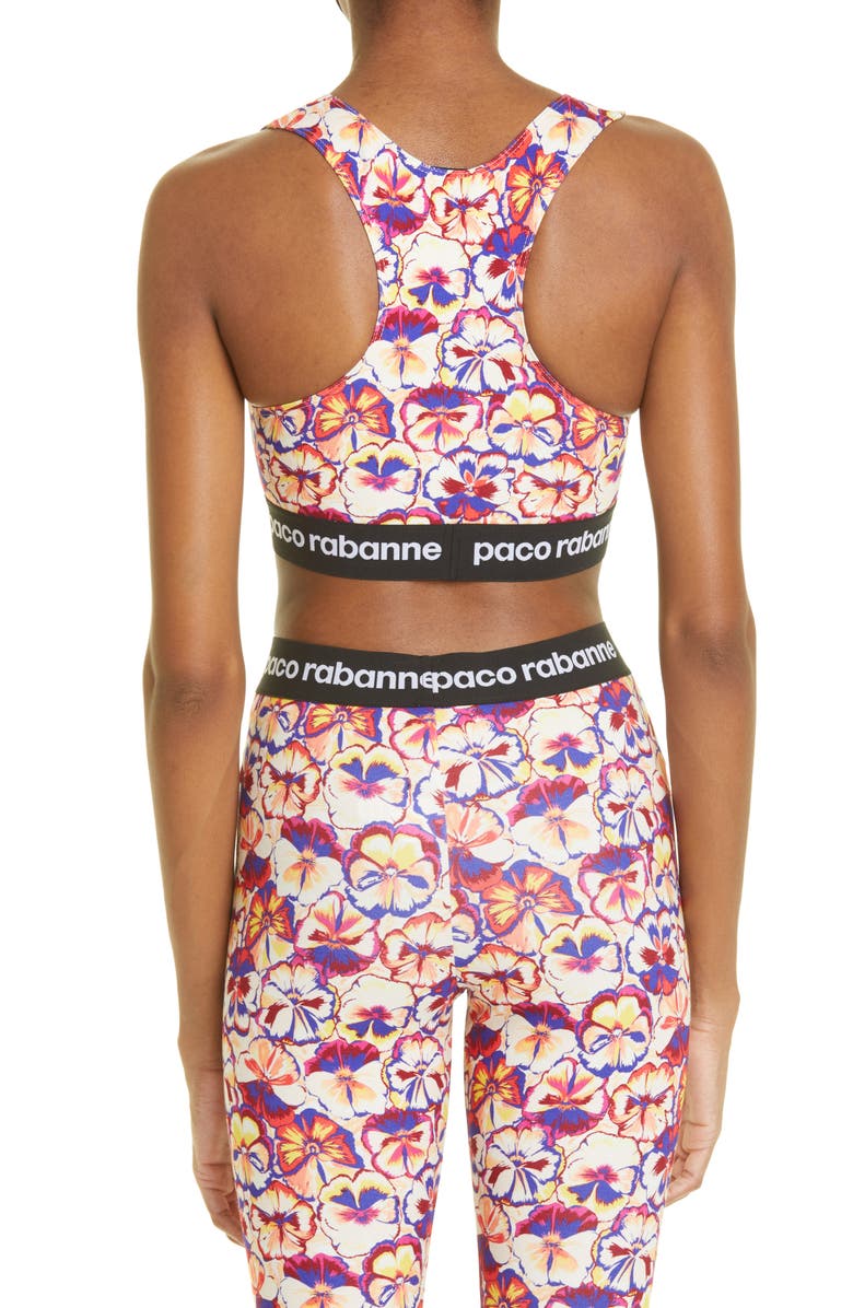 Rabanne paco rabanne Logo Bodyline Sports Bra, Alternate, color, 