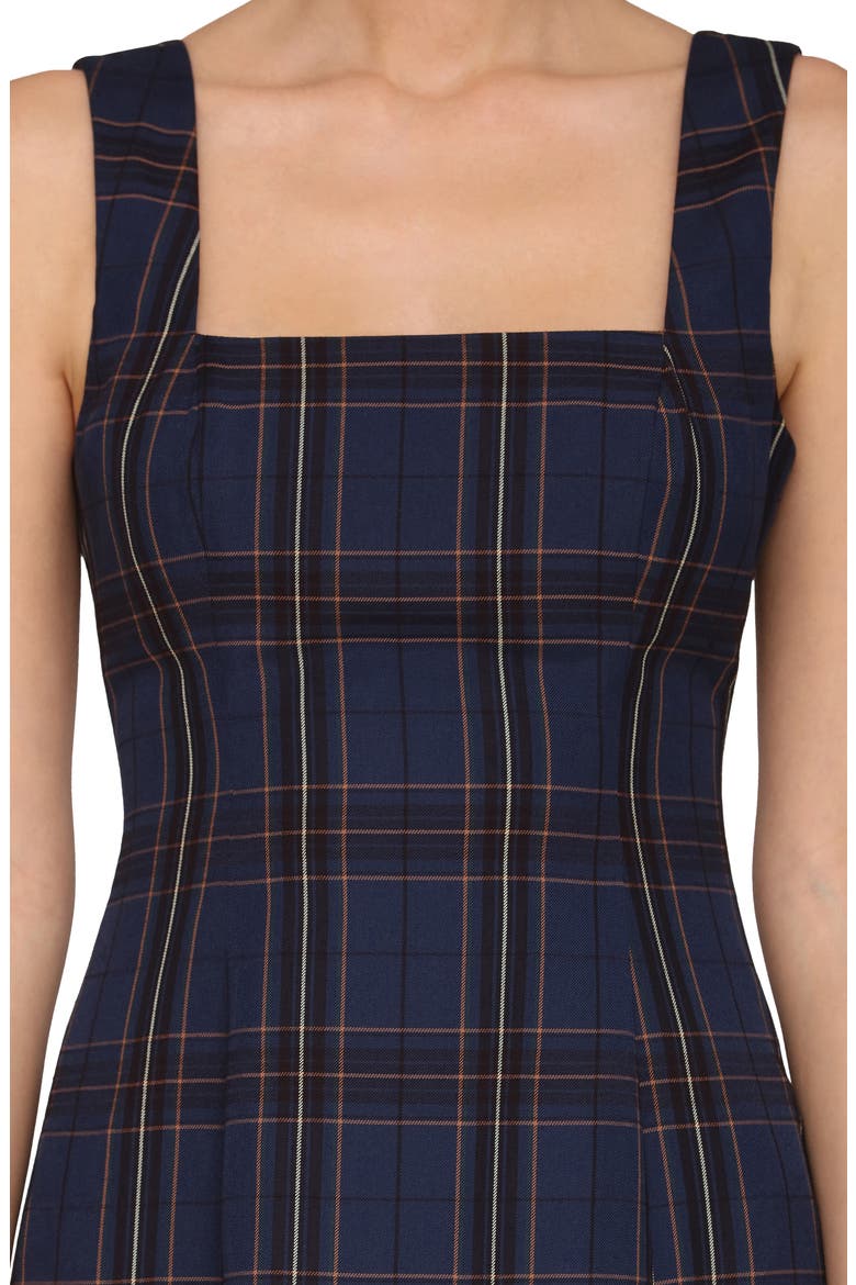 Plaid Fit & Flare Minidress, Alternate, color, BLUE PLAID