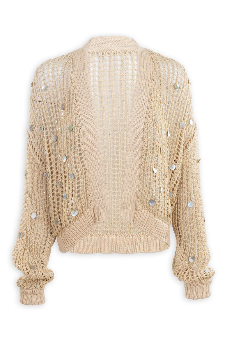 Faux Pearl Embellished Cardigan, Alternate, color, BEIGE