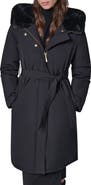 Donna Karan New York Belted Coat with Faux Fur Lined Hood