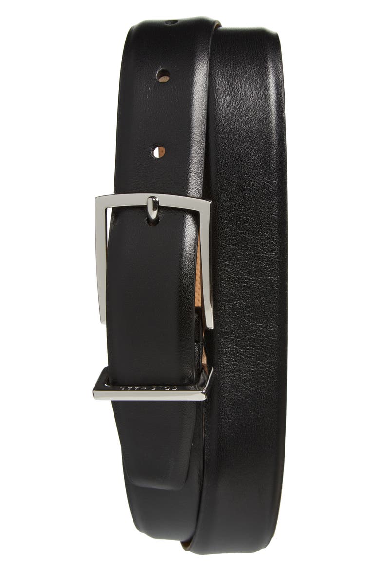 Leather Belt, Main, color, BLACK