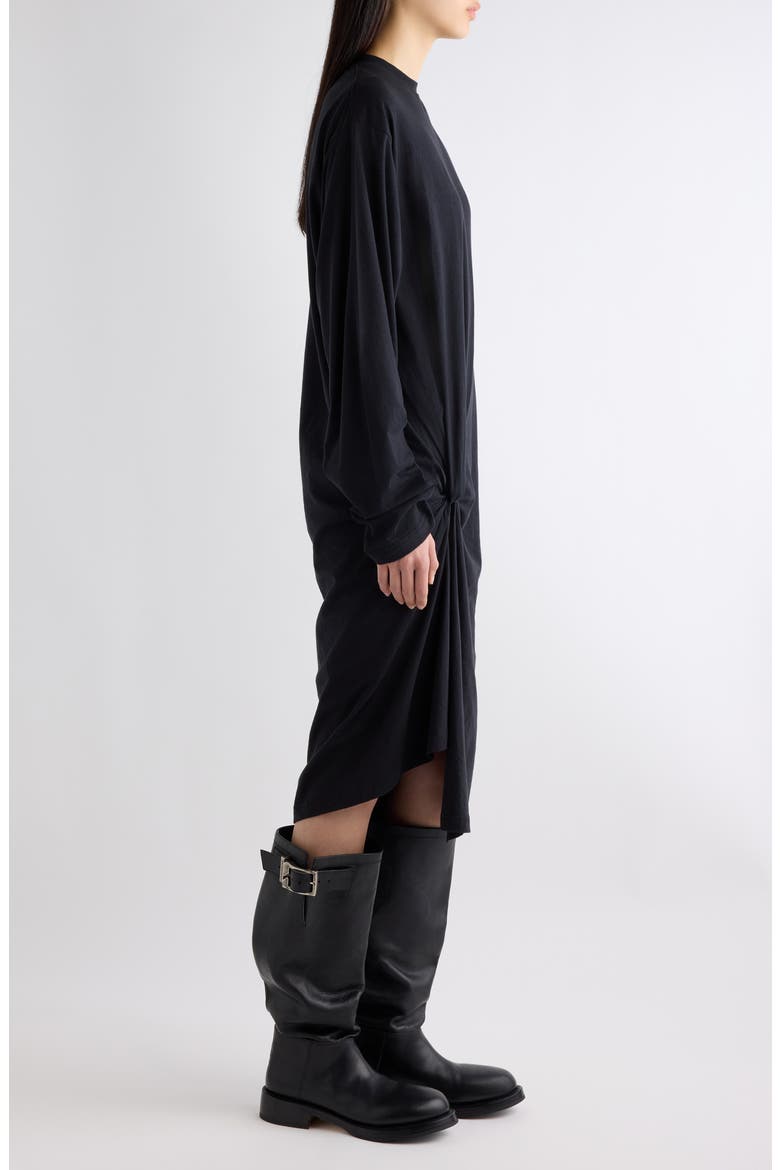 Tucked In Long Sleeve Jersey Midi Dress, Alternate, color, 1000 BLACK