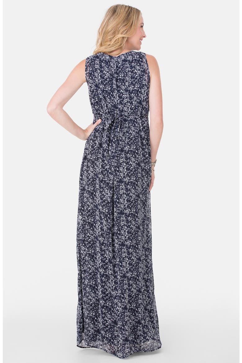 Ingrid & Isabel® Floral Print Maternity Maxi Dress, Alternate, color, NAVY DITSY FLORAL