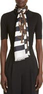 Saint Laurent Stripe Logo Silk Scarf
