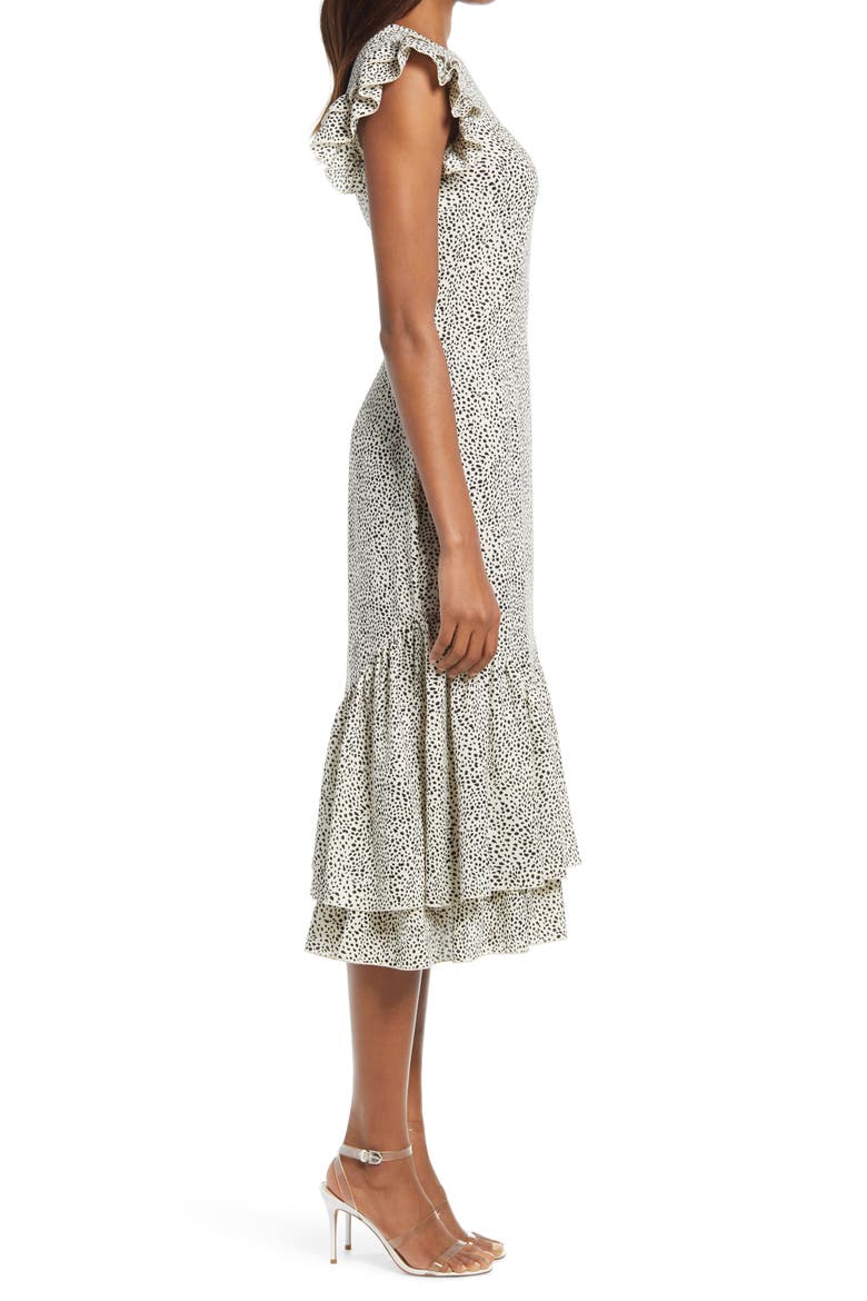 Caggie Ruffle Midi Dress, Alternate, color, WHITE