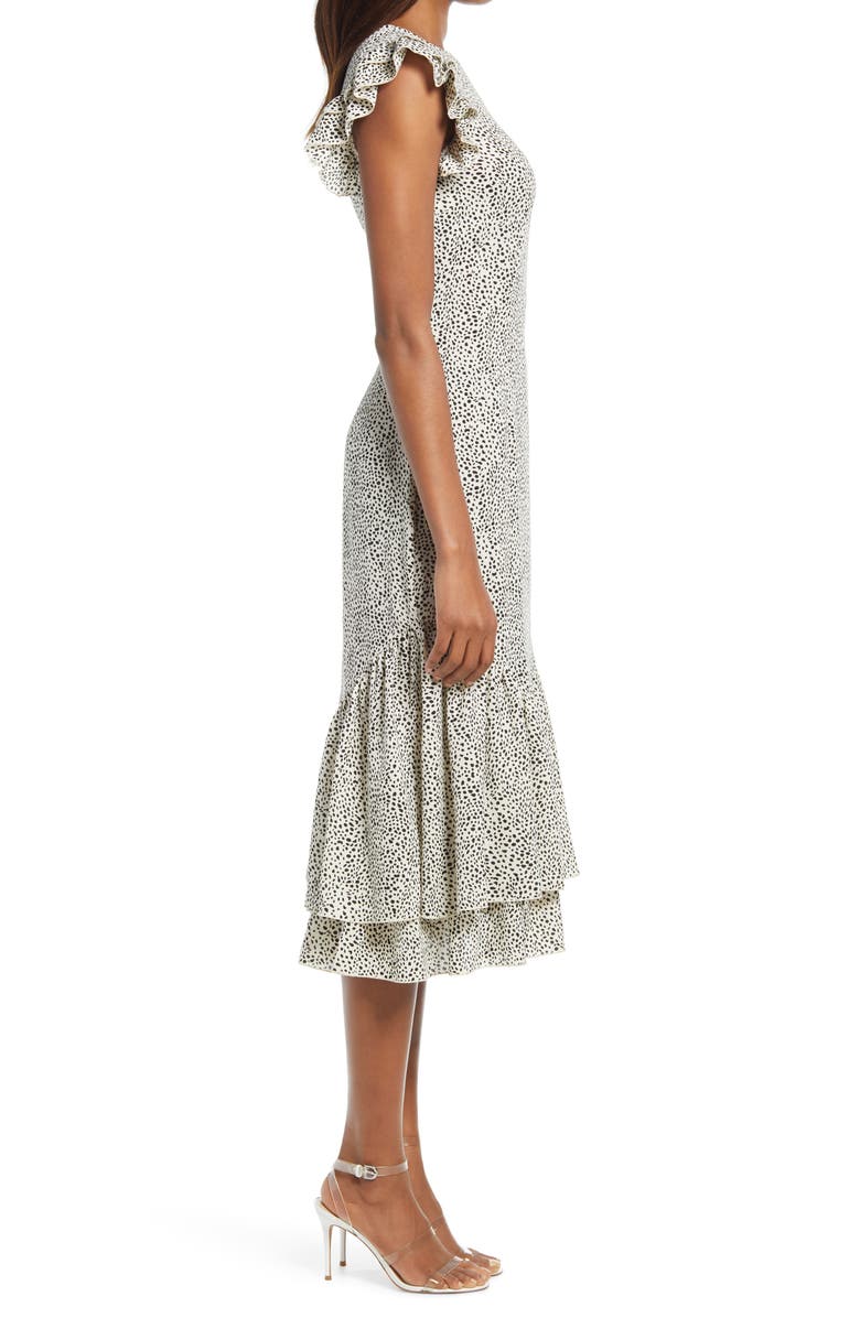 Chi Chi London Caggie Ruffle Midi Dress, Alternate, color,