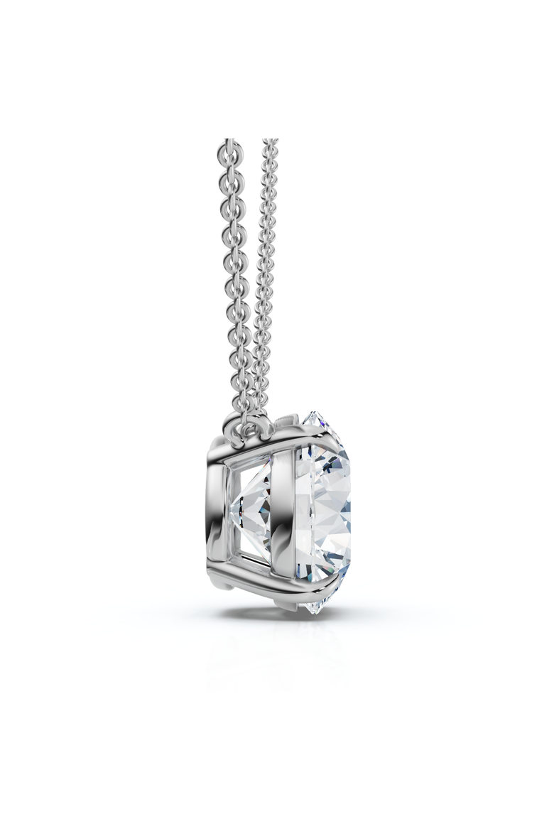 1 1/2Ct Round Cut Solitaire Diamond Pendant 14k Gold Women's 18" Chain Lab Grown, Alternate, color, White Gold