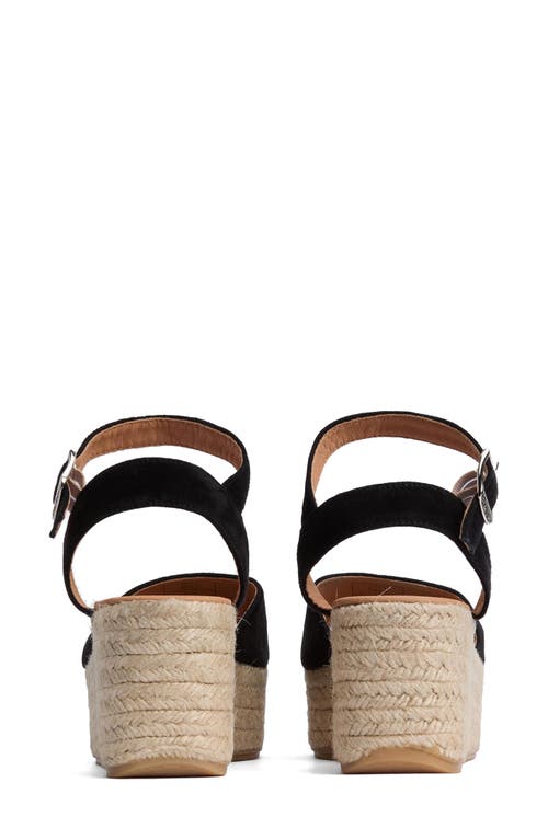 Barbour Espadrille Platform Sandal In Black Suede