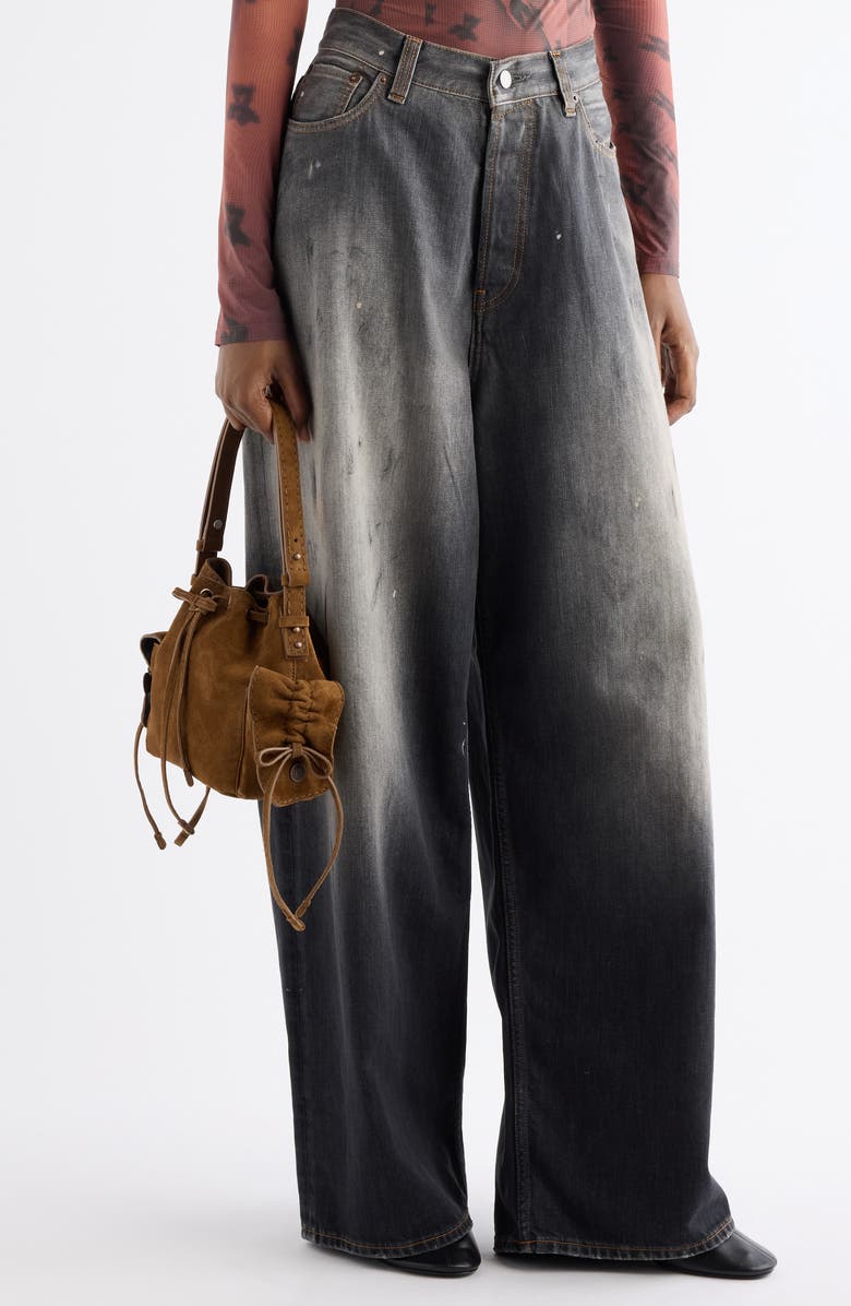 Acne Studios Mini Multipocket Suede Bucket Bag, Alternate, color, Cognac Brown