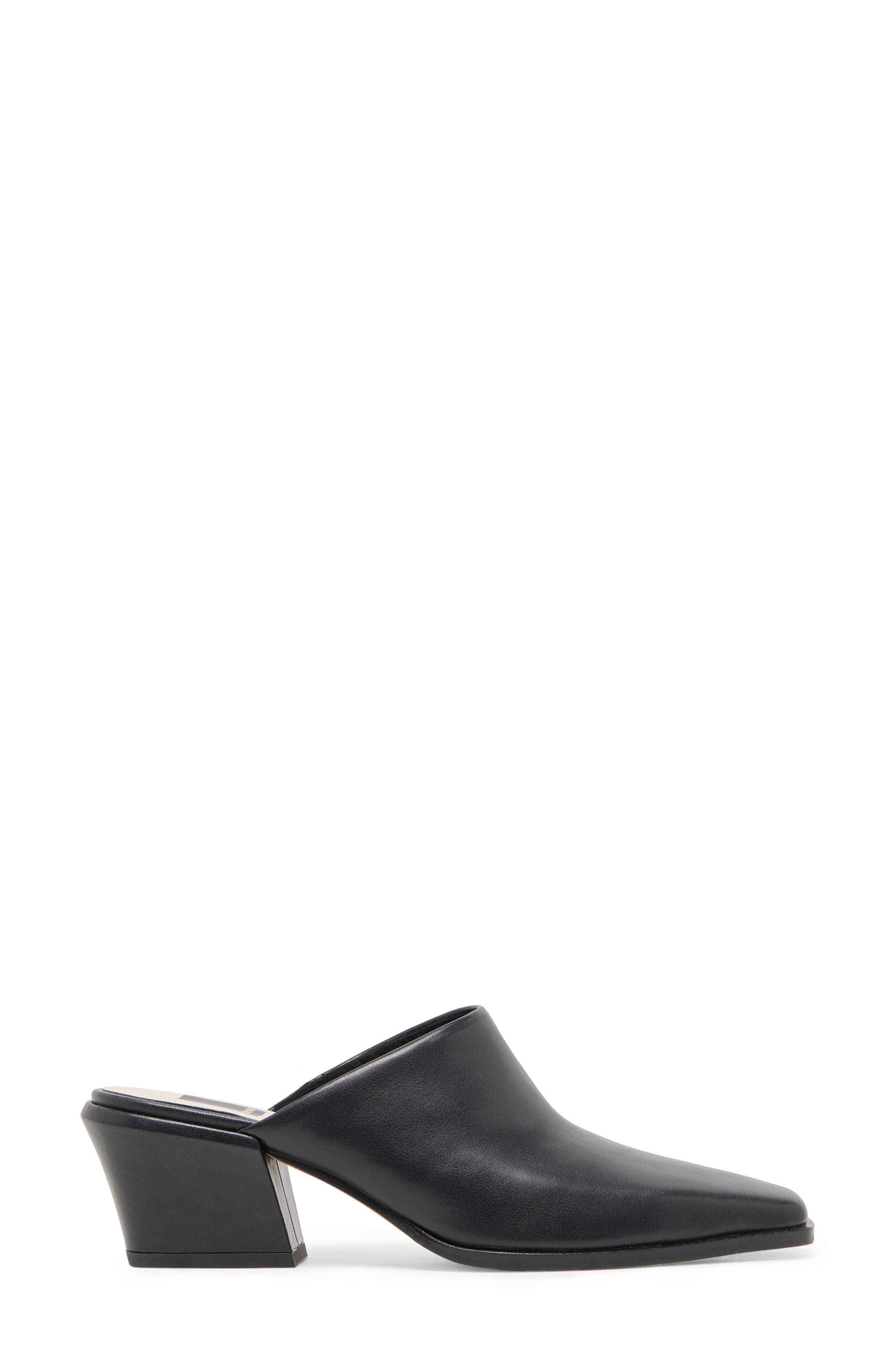 Leyton Square Toe Mule, Alternate, color, BLACK LEATHER