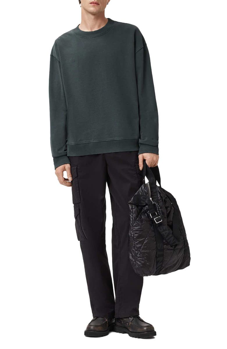 AllSaints Milo Oversize Cotton Fleece Crewneck Sweatshirt, Alternate, color, Sunlight Blue