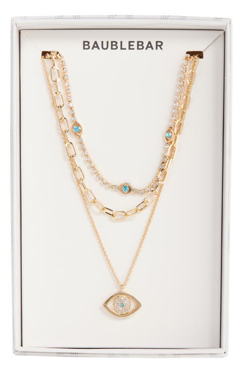 Attract Good Things Evil Eye Pendant Layered Necklace