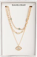 BaubleBar Attract Good Things Evil Eye Pendant Layered Necklace
