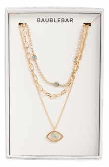 BaubleBar Attract Good Things Evil Eye Pendant Layered Necklace
