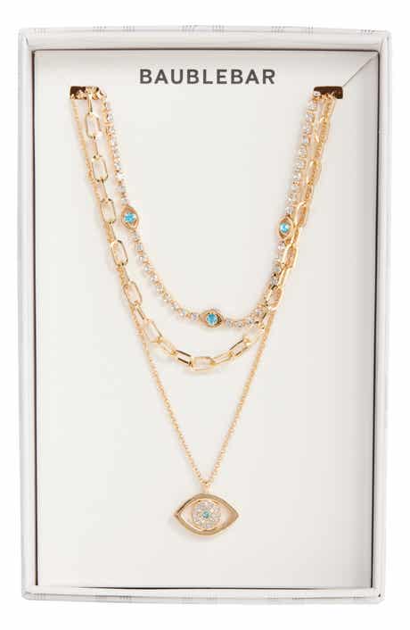 BaubleBar Attract Good Things Evil Eye Pendant Layered Necklace