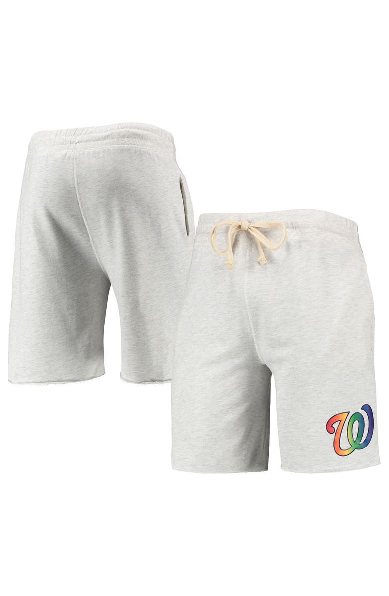 CONCEPTS SPORT Men's Concepts Sport Oatmeal Washington Nationals Mainstream Logo Terry Tri-Blend Shorts, Alternate, color, Oatmeal