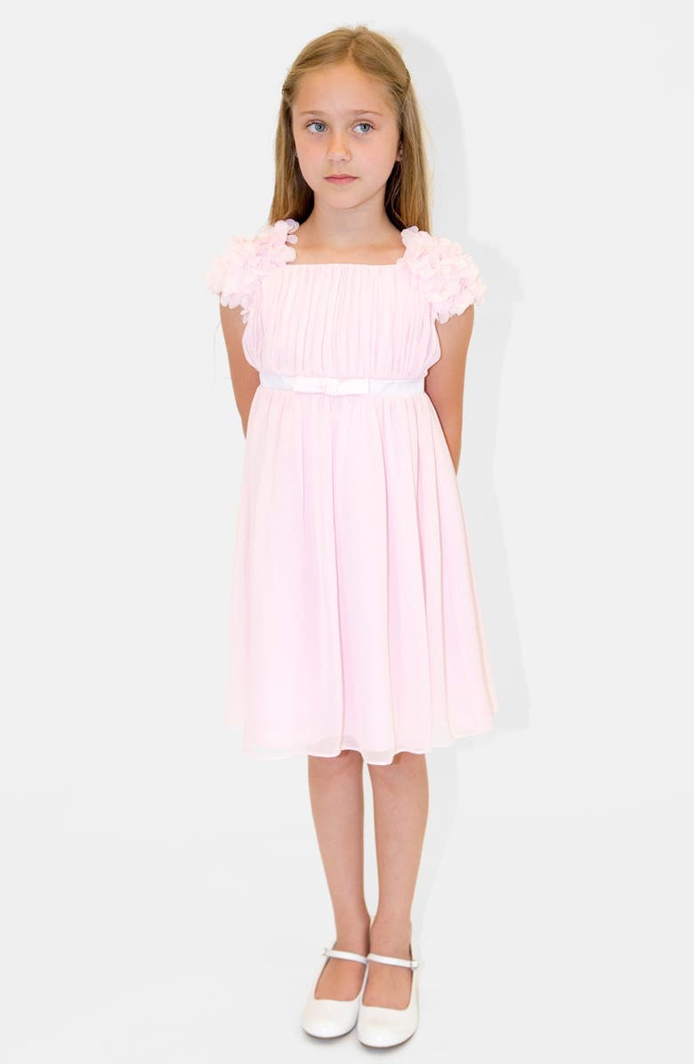 Us Angels Petal Sleeve Chiffon Dress, Alternate, color,