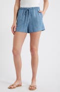 Cloth & Stone Floral Print Drawstring Denim Shorts