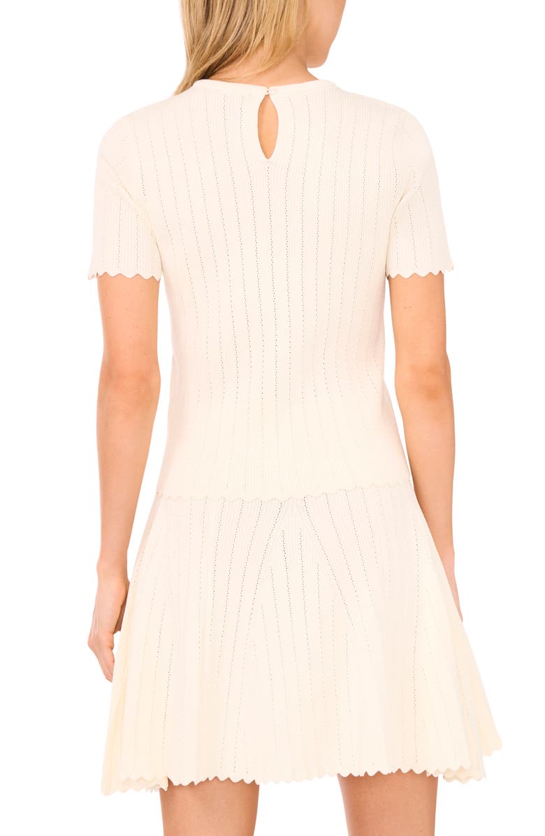 Ted Baker Rib Short Sleeve Sweater, Alternate, color, Light Cream