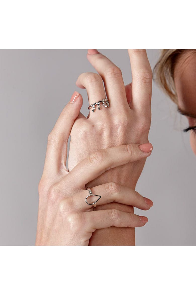 Open Petal Ring, Alternate, color, Sterling Silver
