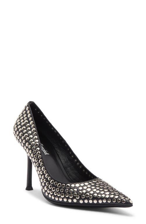 Jeffrey Campbell Risktake Stud Pointed Toe Pump In Black Silver