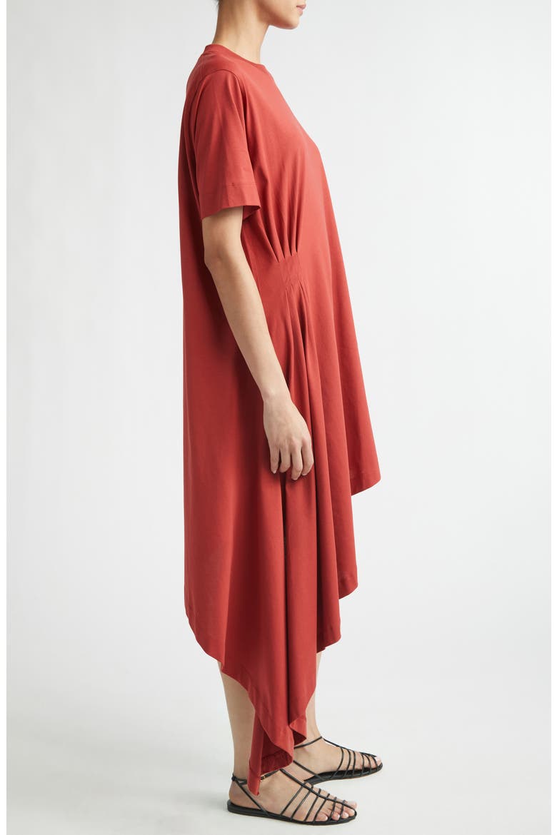 Igari Asymmetric Pleated Cotton Knit Dress, Alternate, color, RED