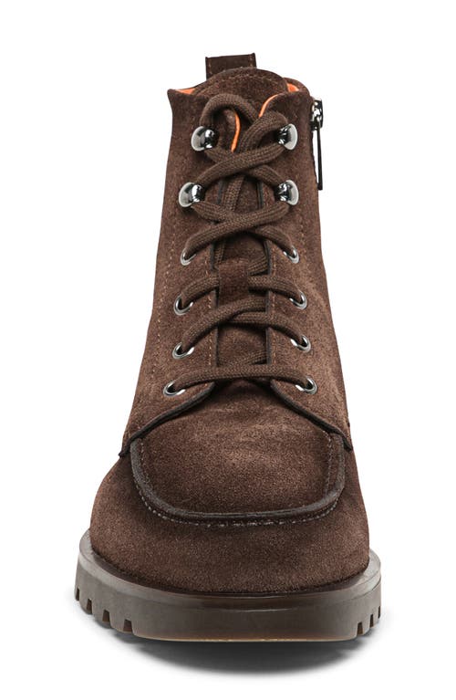 Santoni Men's Flair Suede Side-zip Lace-up Boots In Dark Brown