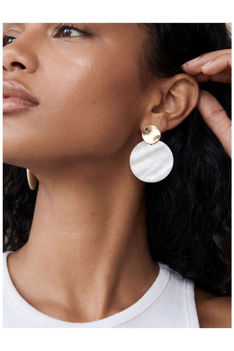 Mother-of-Pearl Drop Earrings, Alternate, color, GOLD