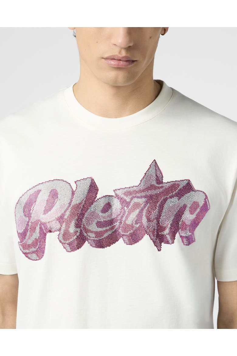Round Neck T-Shirt Gummy Plein Stones Men, Alternate, color, OffWhite