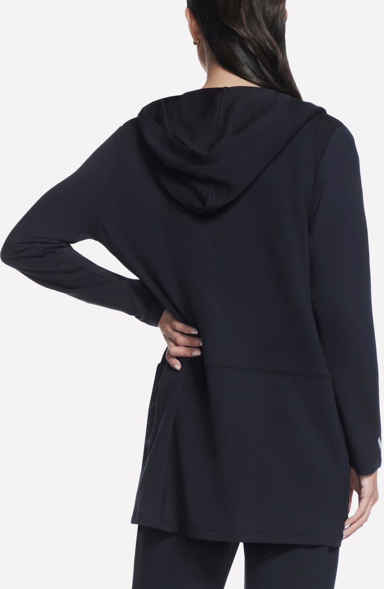 SKECHERS Restful Hooded Cardigan, Alternate, color, Bold Black