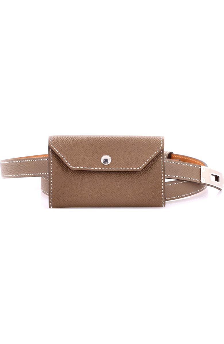 Pre-Owned Hermes Kelly Pocket Belt Leather Thin, Main, color, Gray