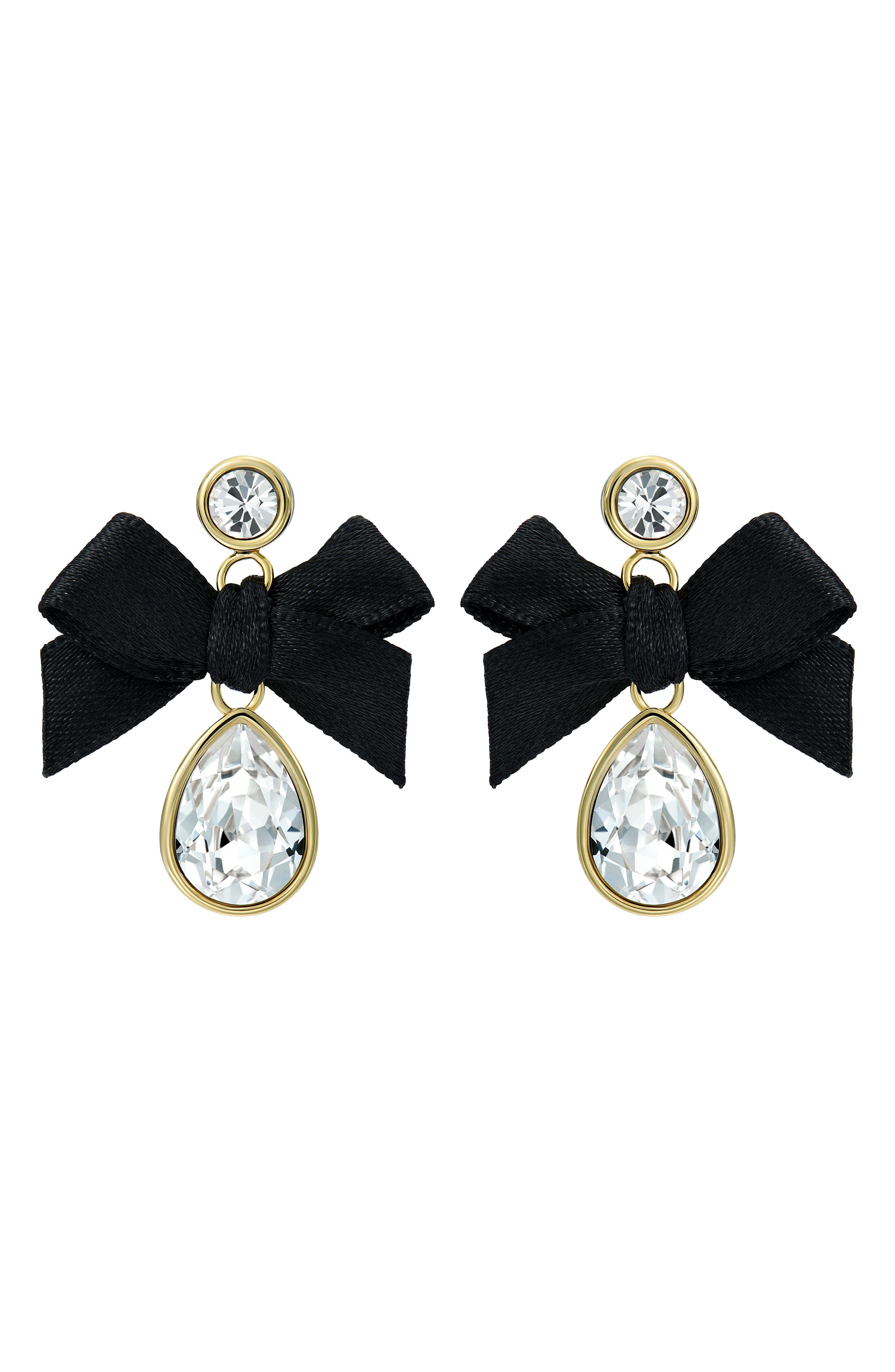 Ted Baker Ritala Ribbon Bow Crystal Drop Earrings In Black