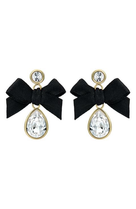 Ritala Ribbon Bow Crystal Drop Earrings
