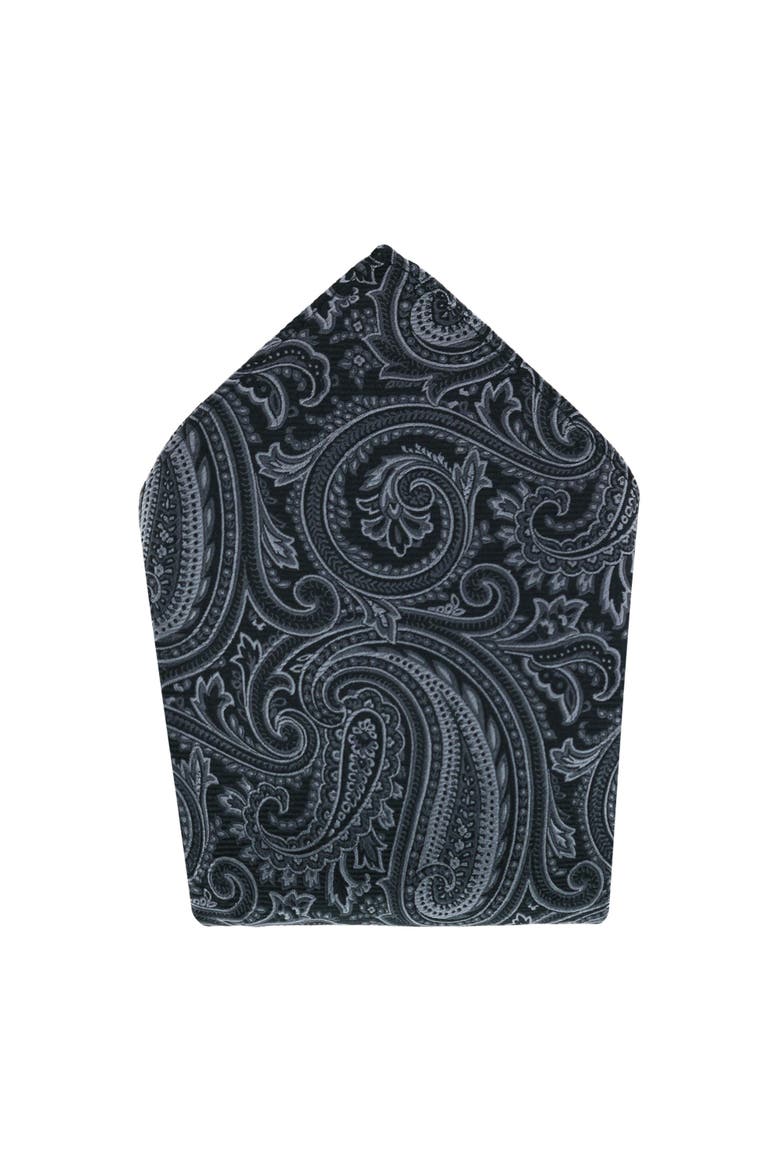 Sobee Paisley Brace Bow Tie & Pocket Square Set, Alternate, color, Black