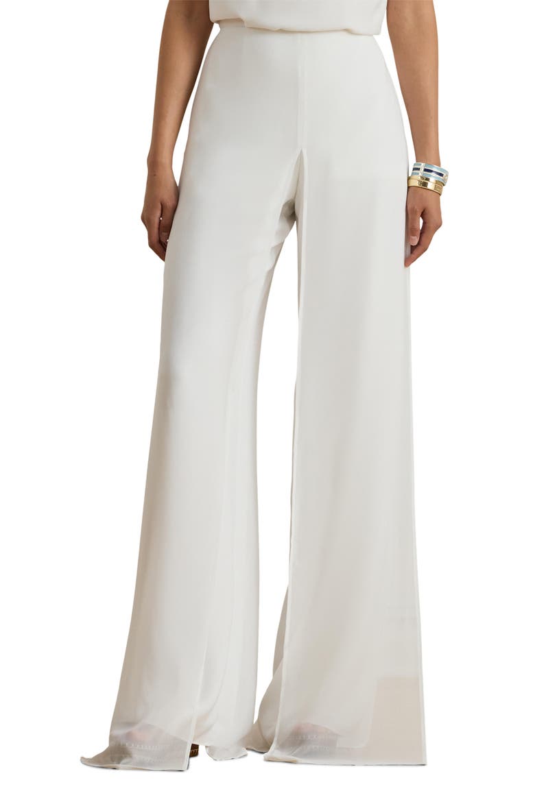 Paski Georgette Overlay Wide Leg Pants, Main, color, WHITE