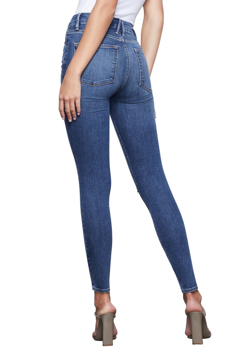 Good Waist High Waist Chewed Hem Skinny Jeans, Alternate, color, BLUE349