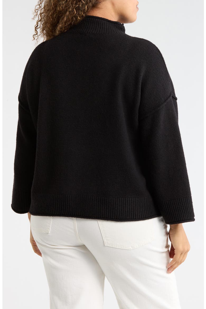 Exposed Seam Mock Neck Sweater, Alternate, color, BLACK