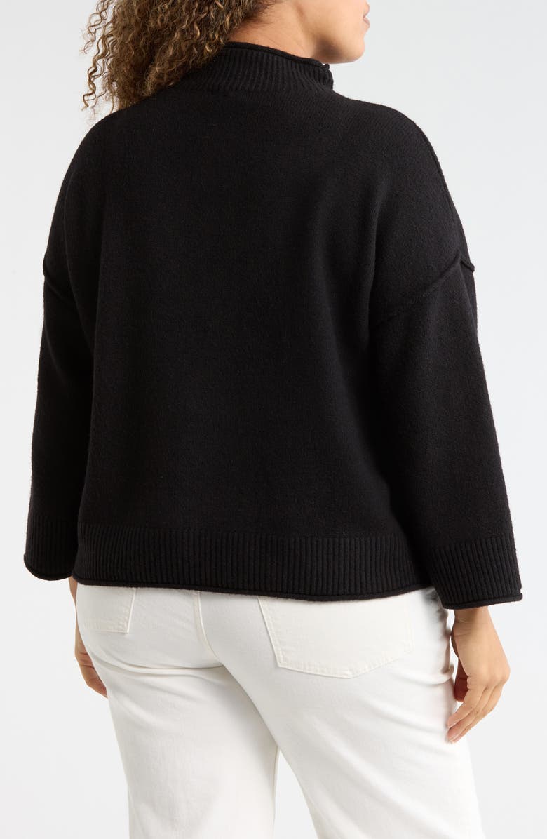 MAX STUDIO Exposed Seam Mock Neck Sweater, Alternate, color, Black
