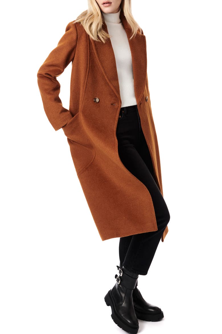 Belted Wool Blend Longline Coat, Alternate, color, PUMPKIN SPICE