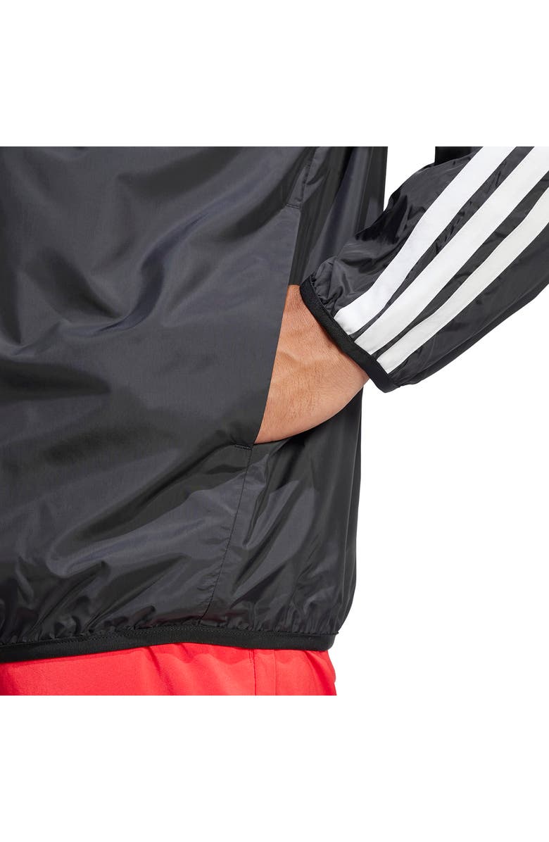 adidas Essential 3-Stripes Hooded Windbreaker, Alternate, color, Black/ White