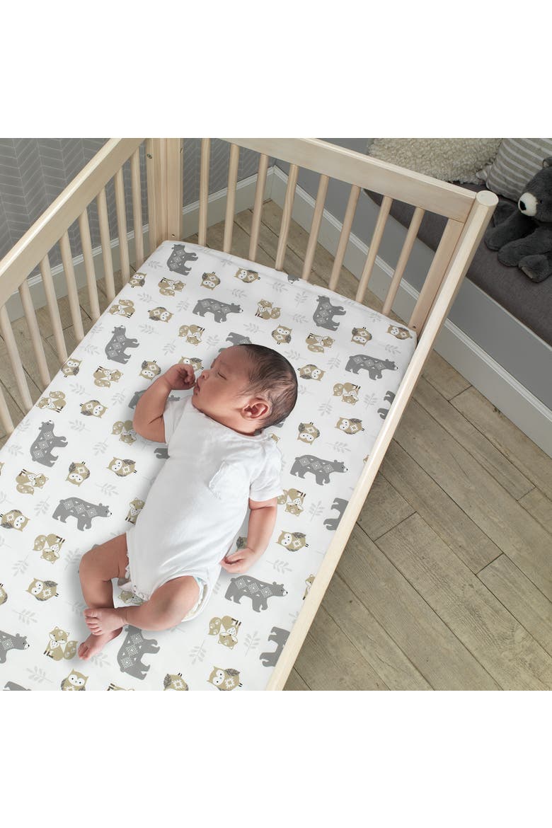 Woodland Forest Animal Nursery 5-Piece Baby Crib Bedding Set, Alternate, color, Gray